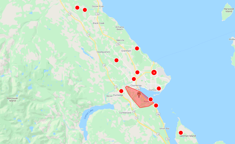 More than 10,000 people without power in the Comox Valley, Denman Island